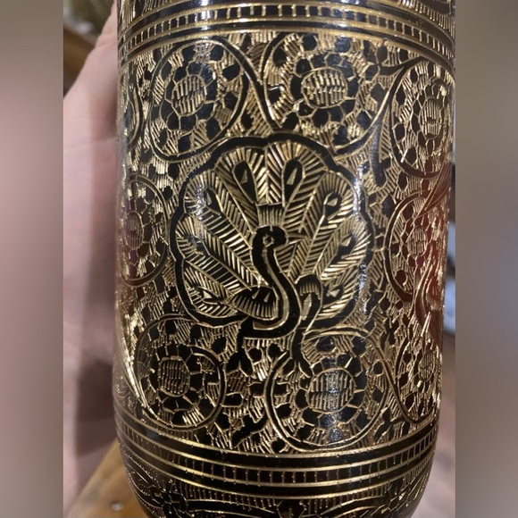 Vtg Collectible Decorative Wine Bottle Flask Brass India Etch NO BEER IN KUWAIT - Picture 2 of 16